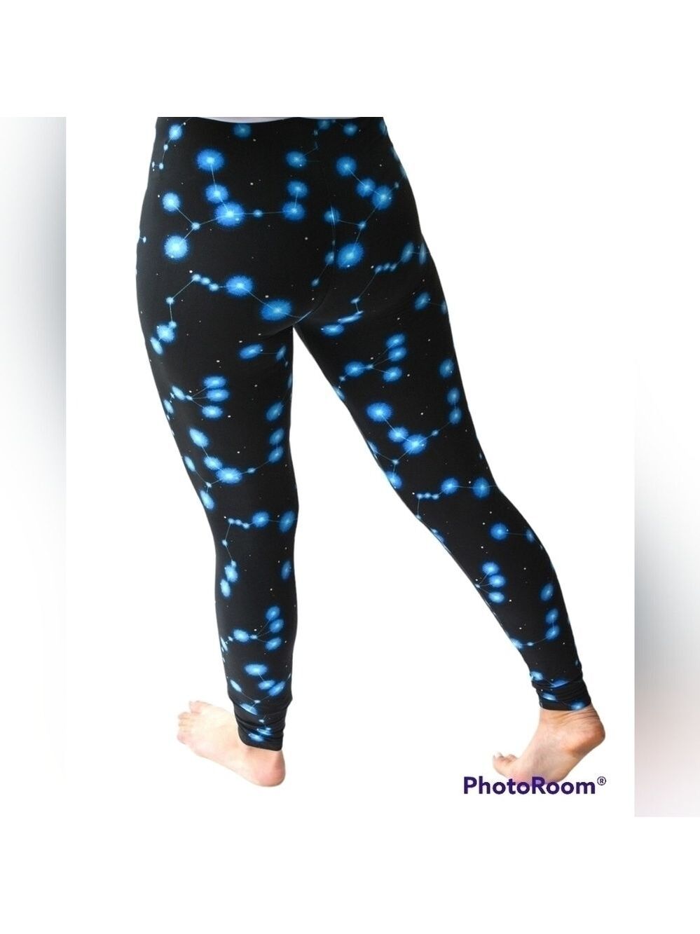 LEGGINGS DEPOT GLOWING Blue Heart Full length yoga top Leggings Size 12 NWT